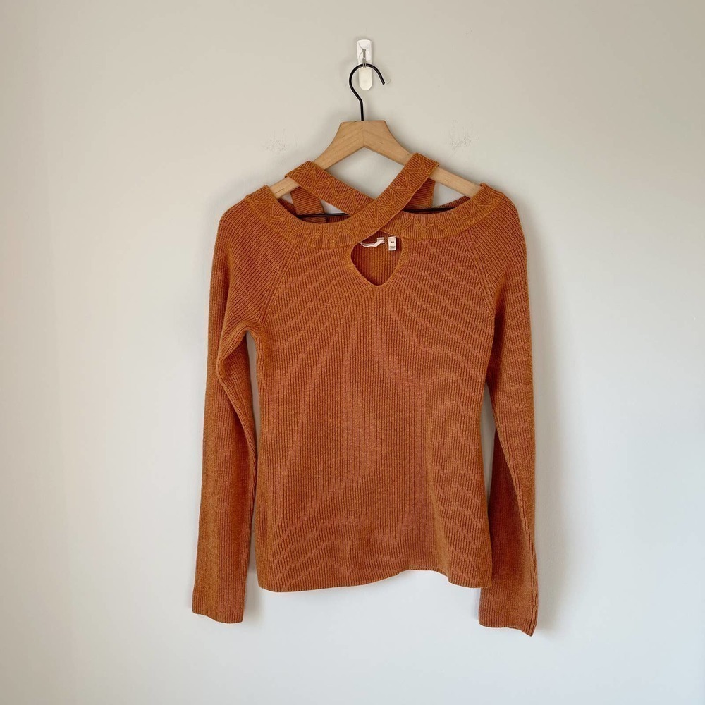 Soft Surroundings Women's Burnt Orange Wool Blend Cut Out Pullover Sweater XS